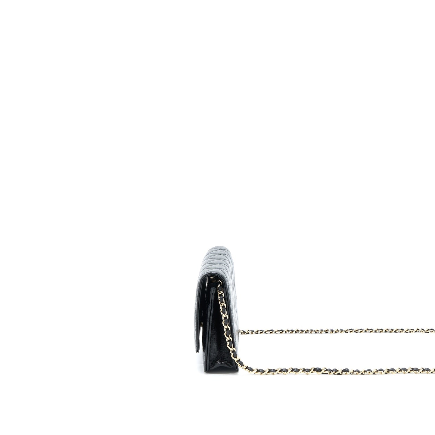 Chanel 22B Detail CC Logo On Caviar Black Wallet Case