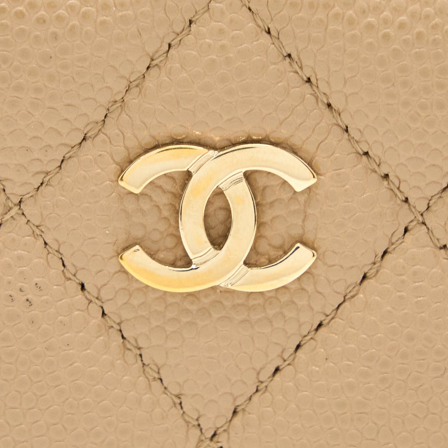 Chanel Classic Card Holder Caviar Dark GHW Beige Wallet Case