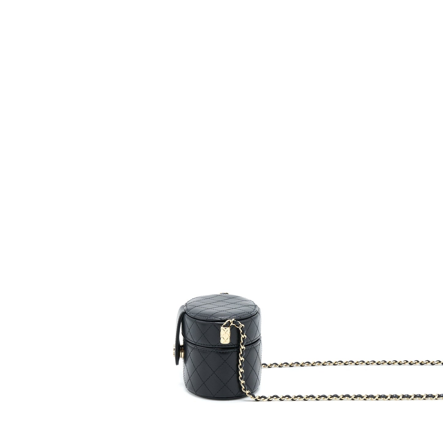 Chanel Round Vanity Lambskin LGHW Black Mini Bag