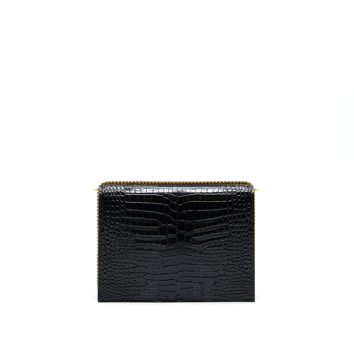 YSL Saint Laurent Saint Laurent Cassandra Clasp Purse Crocodile Embossed Monogram Black Travel Bag