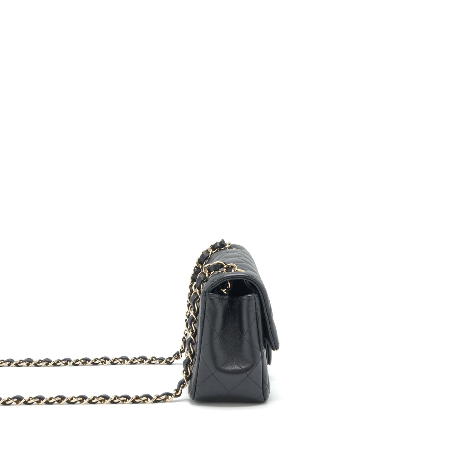 Chanel rectangular flap Lambskin LGHW Black Shoulder Bag