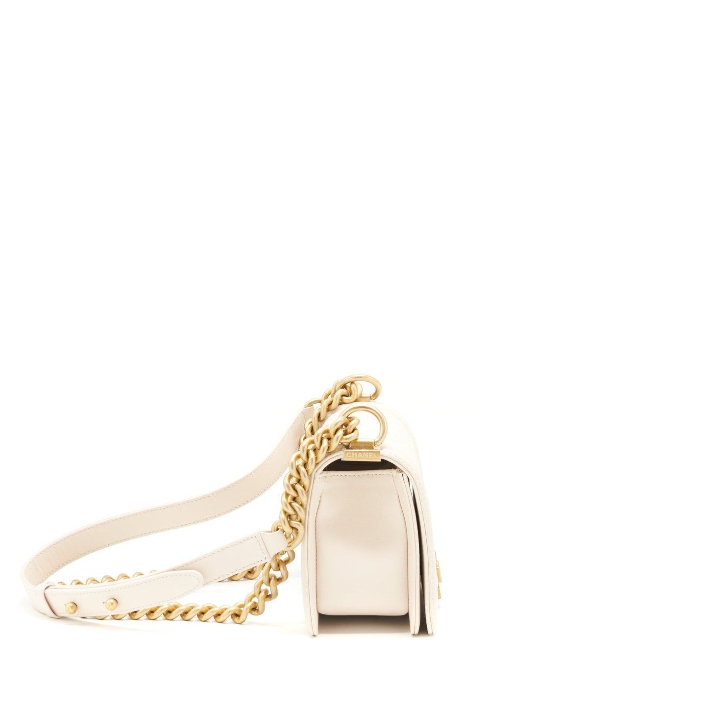 Chanel Boy Calfskin GHW White Small Handbag