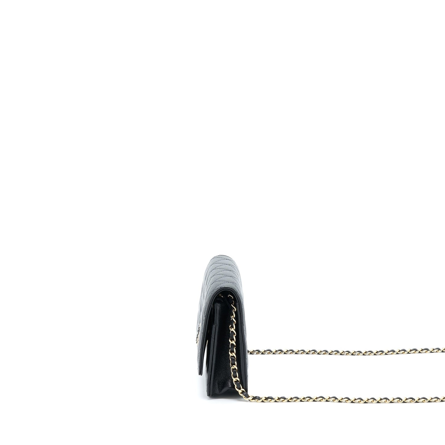Chanel 22S On Chains Detail CC Logo Black Wallet Case