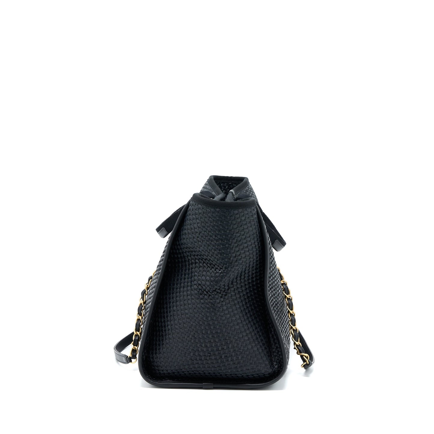 Chanel Raffia Deauville GHW Black Tote Bag