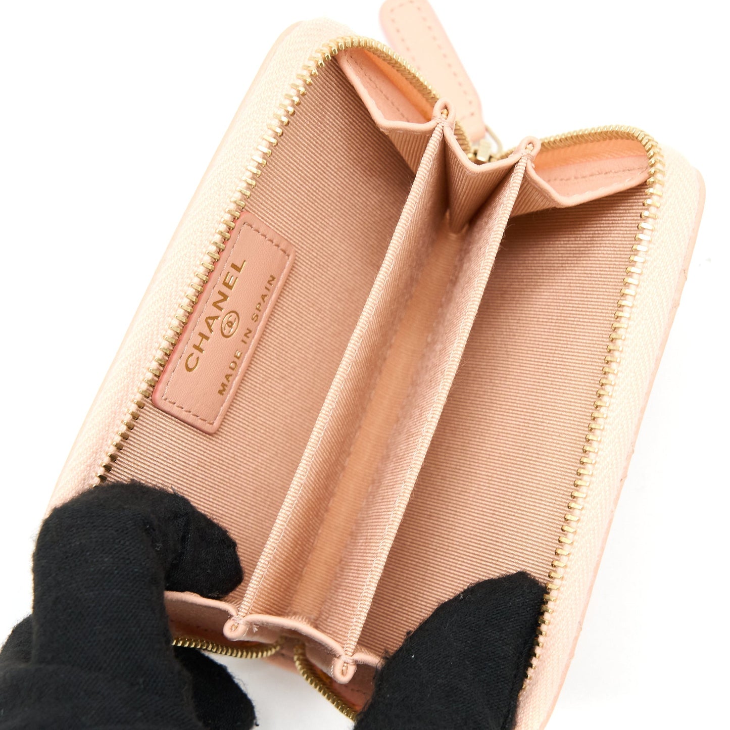Chanel Zip Card Holder Lambskin Light LGHW Pink Wallet Case