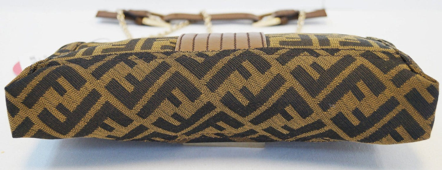 Fendi Zucca Shoulder Bag Final Call Leather Canvas Brown