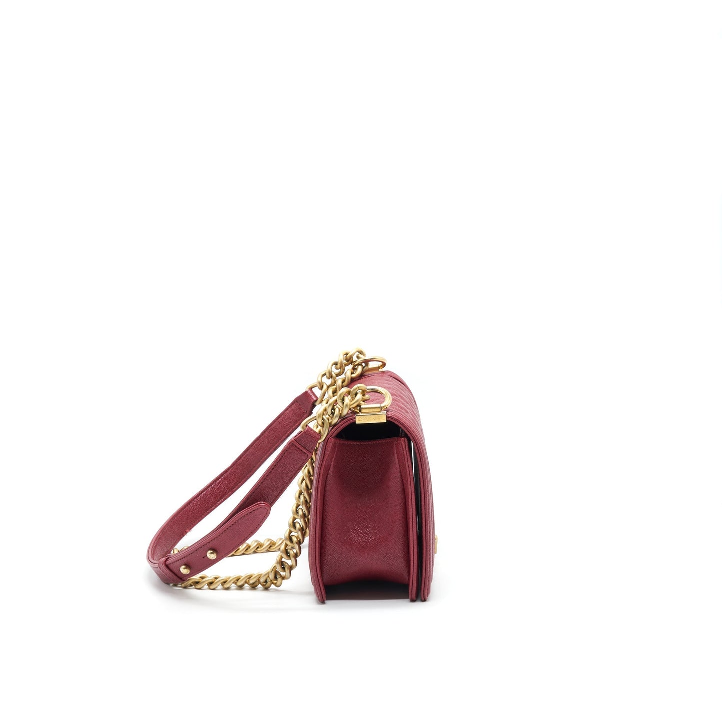 Chanel Boy Caviar Raspberry brushed GHW Red Handbag