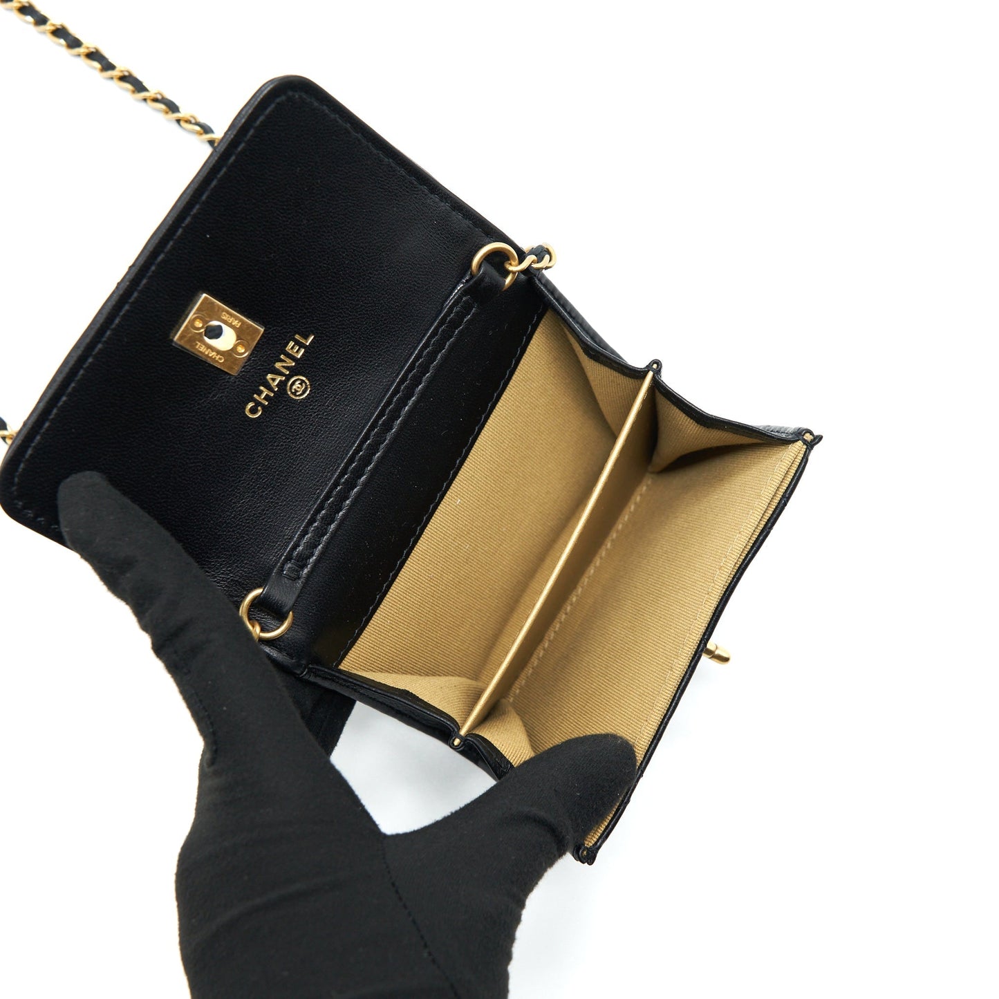 Chanel Pearl Crush Lambskin GHW Black Clutch Bag