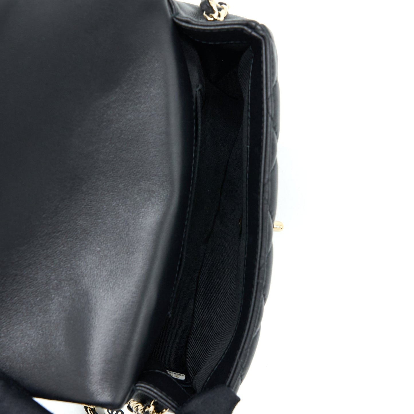 Chanel Pearl Logo Flap Lambskin LGHW Black Small Shoulder Bag