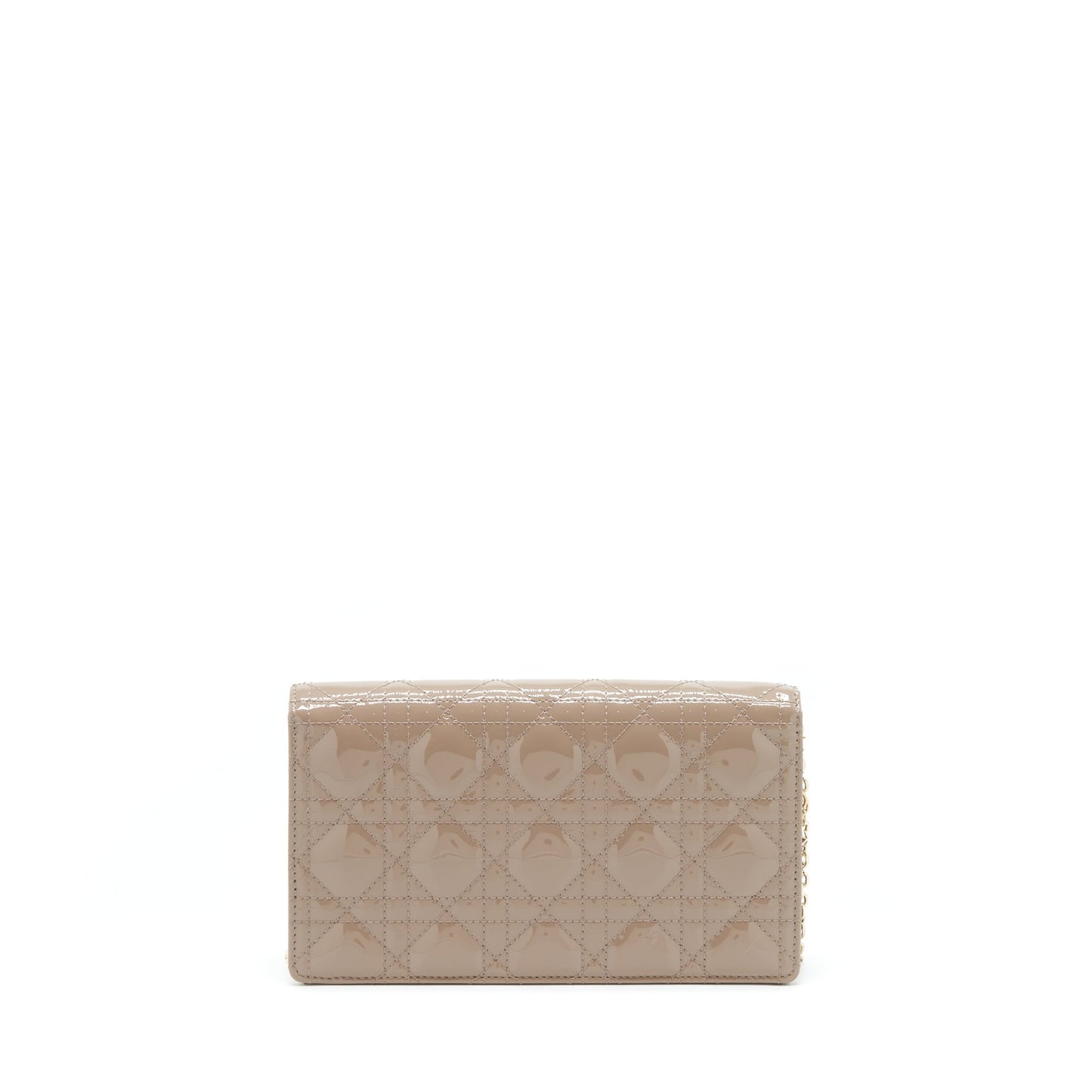 Dior Lady Pouch Patent Calfskin Warm Taupe Handbag Travel Bag