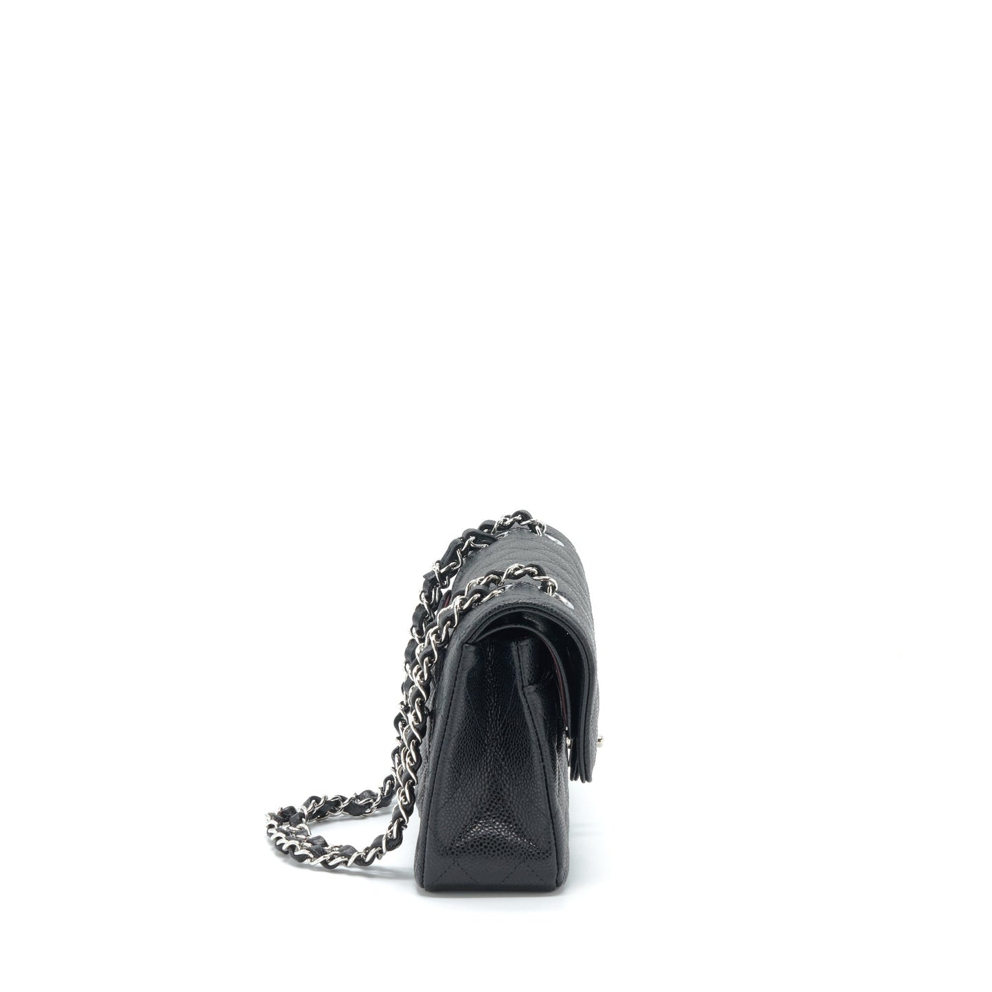 Chanel Classic Double Flap Caviar SHW Microchip Black Small Shoulder Bag