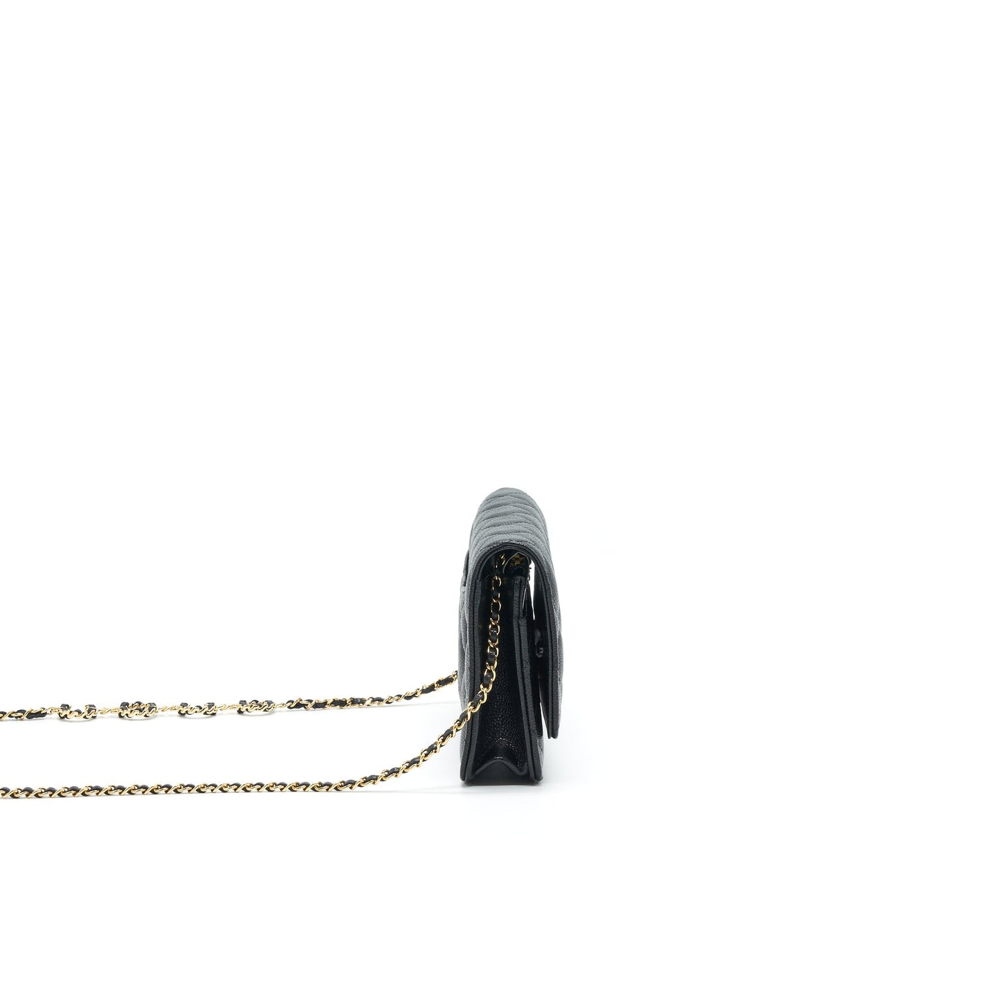Chanel 21A Coco letter on Caviar GHW Black Wallet Case