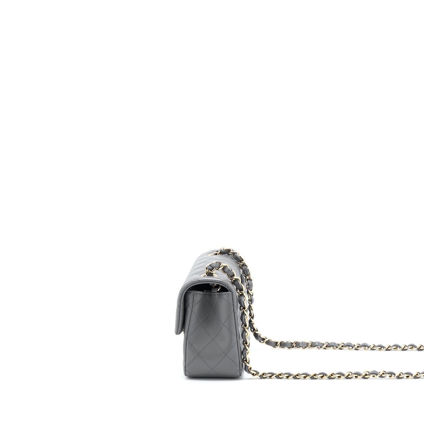 Chanel 22A Rectangular Flap Lambskin LGHW Microchip Grey Shoulder Bag Microchip 1