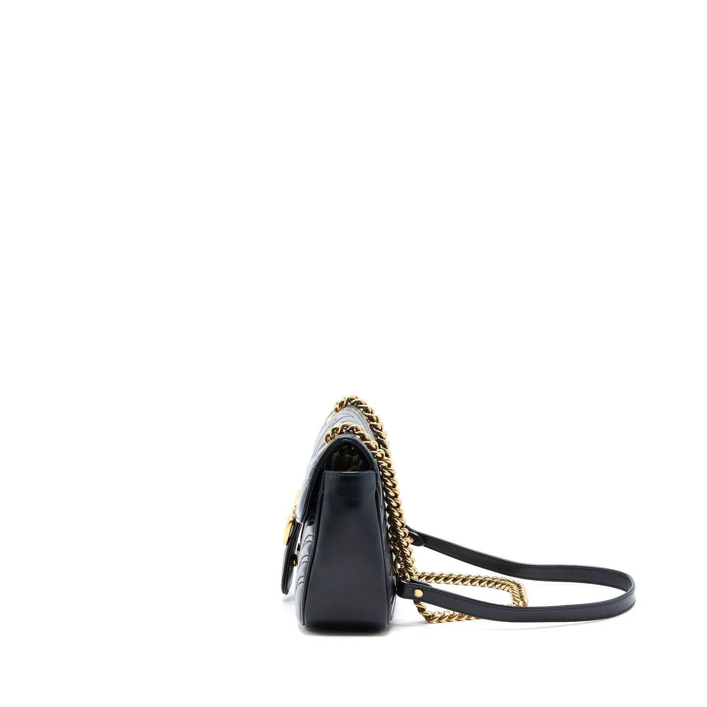 Gucci Marmont Calfskin Handbag Black Small Travel Bag