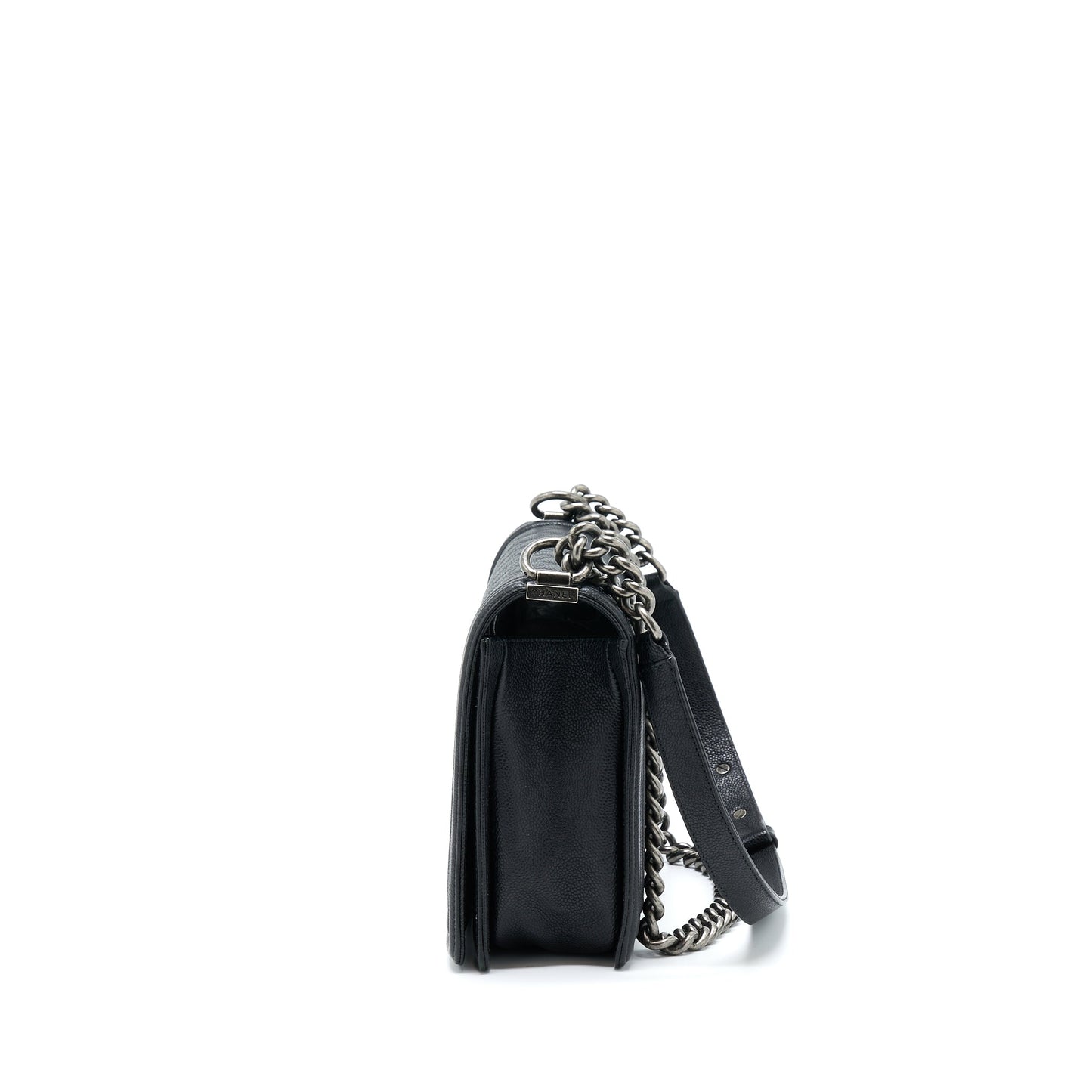 Chanel New 28cm Boy Caviar Ruthenium SHW Black Handbag