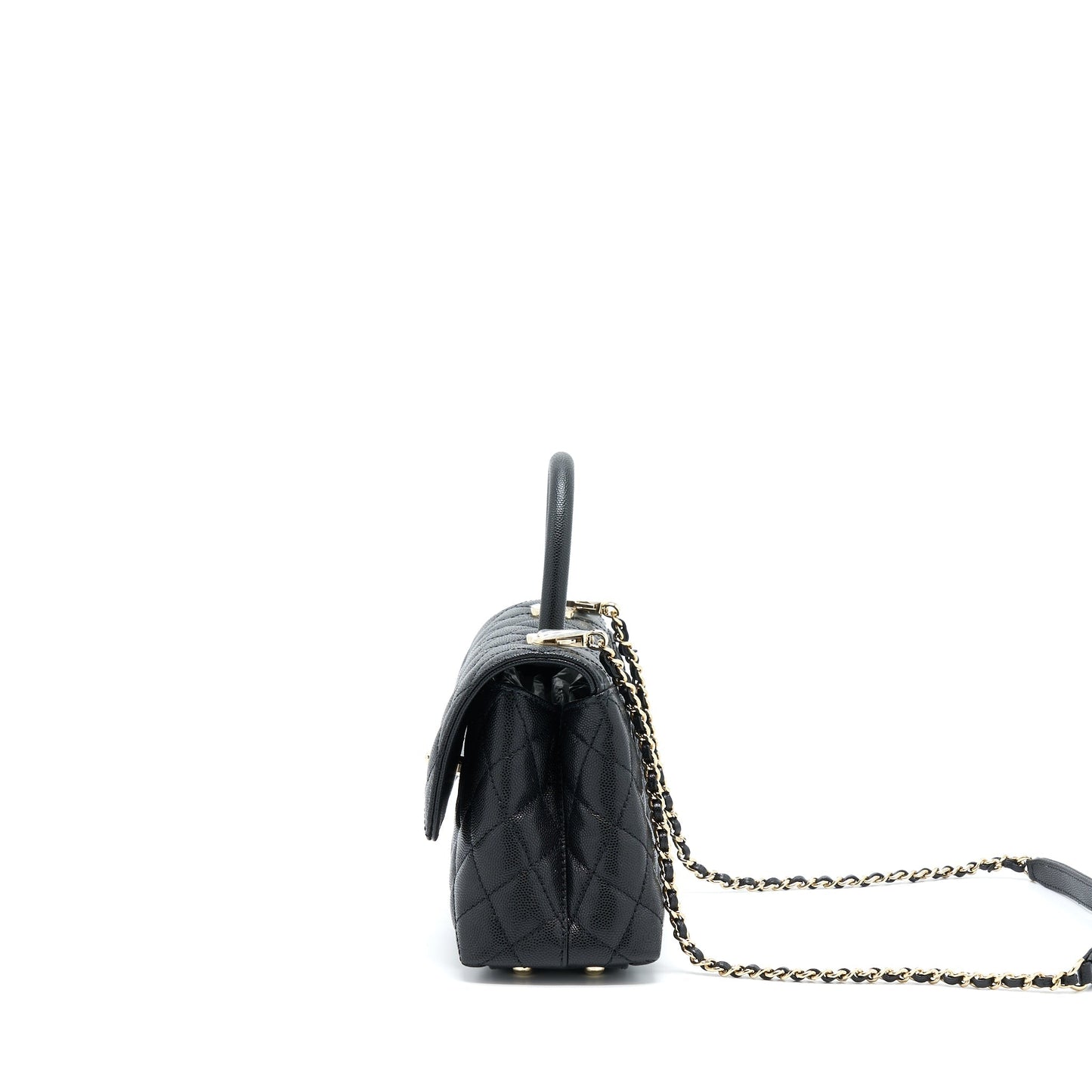 Chanel Coco Handle Caviar LGHW Microchip Black Small Handbag Microchip 5