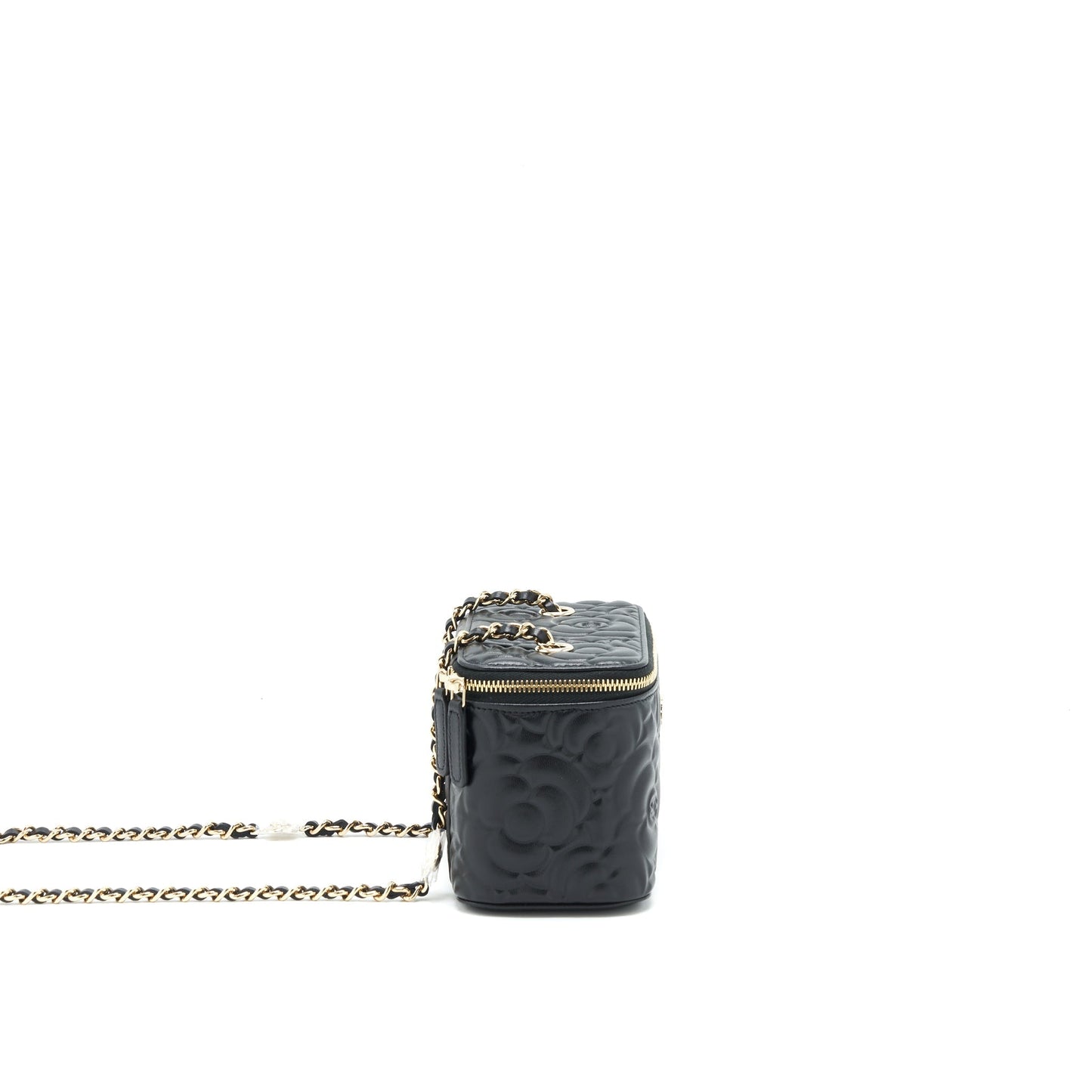 Chanel Camellia Long vanity chains lambskin LGHW Black Handbag