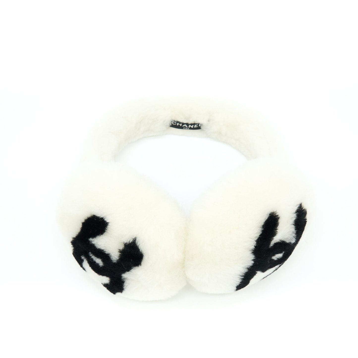 Chanel 22P Shearling CC Logo Earmuffs Black White Handbag