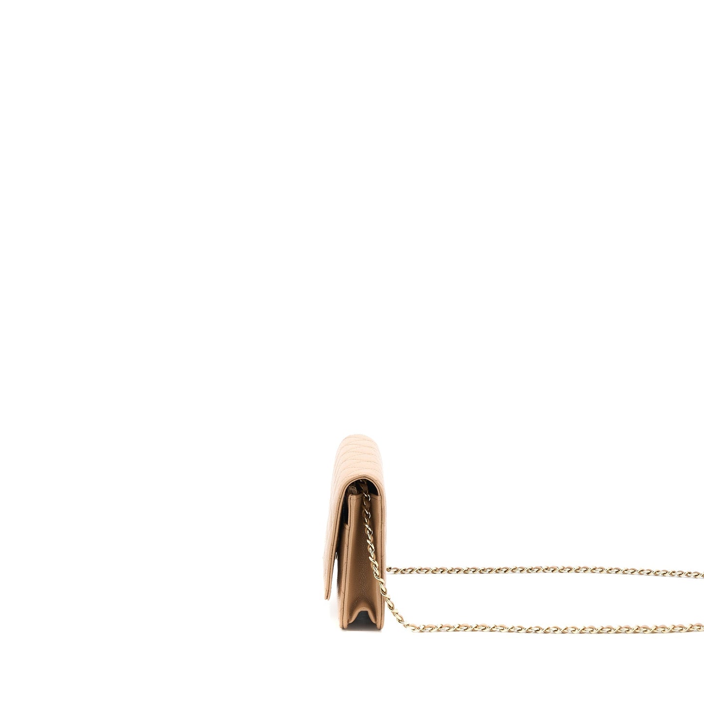 Chanel 22K On Caviar Dark LGHW Microchip Beige Wallet Case