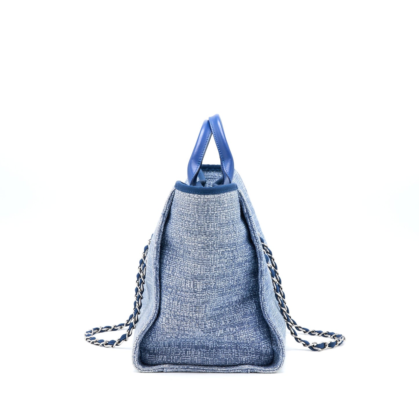 Chanel Deauville Tweed Light SHW Blue Tote Bag