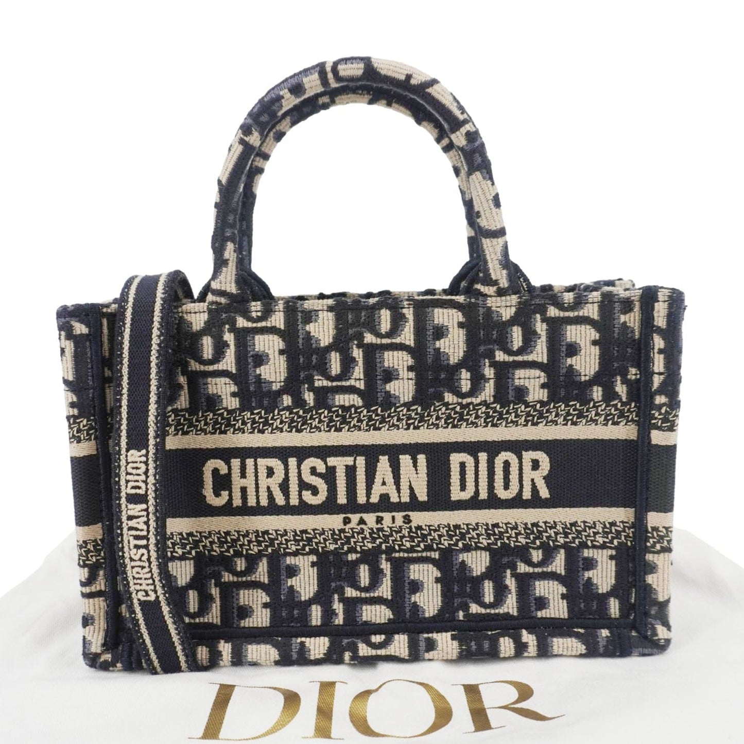 Dior Book Oblique Embroidery Shoulder Bag Canvas Blue