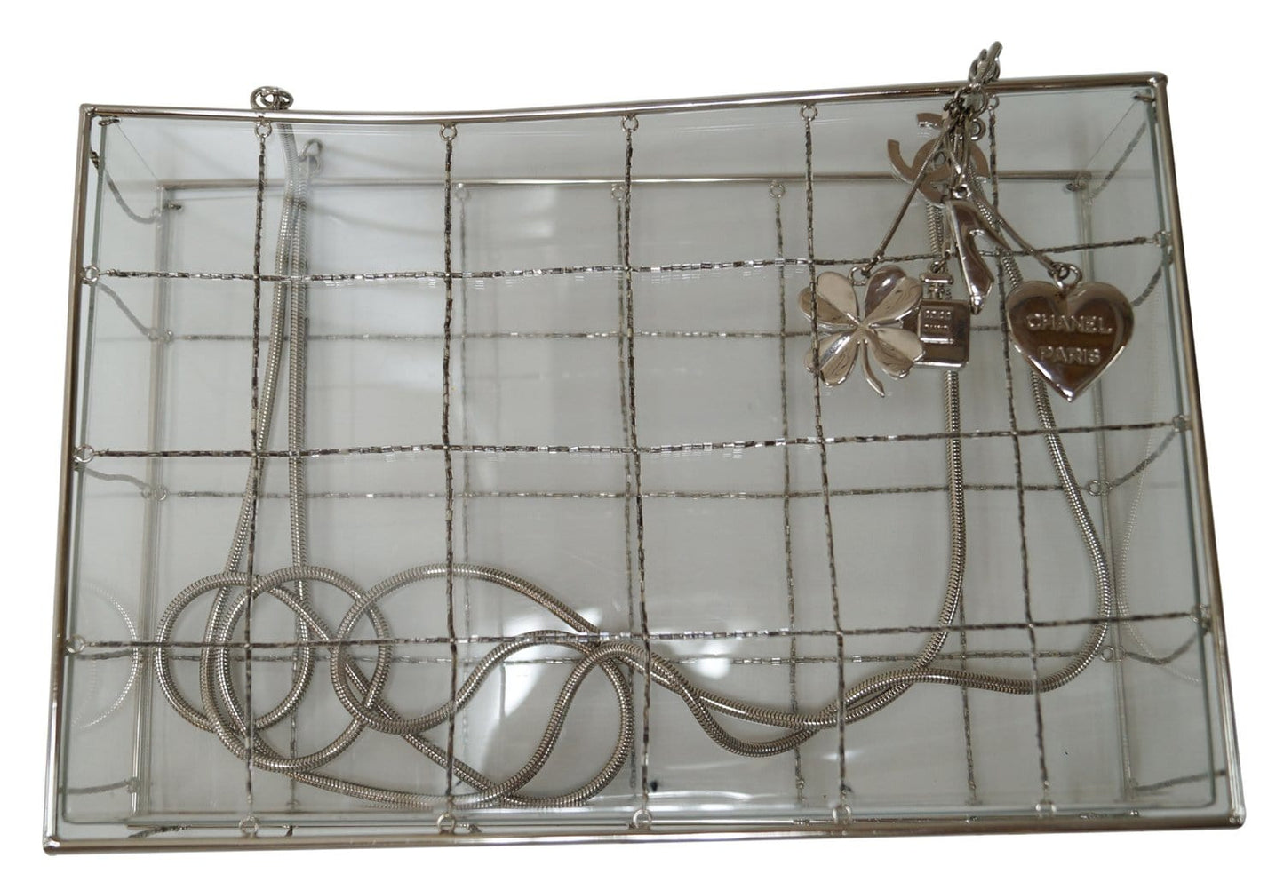 Chanel Plastic Box Grid Clear Rare Travel Bag