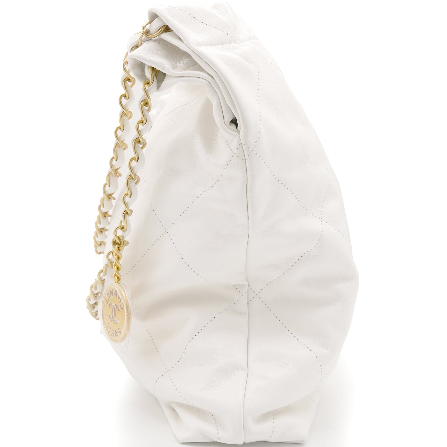 Shiny Calfskin Quilted Small Chanel 22 White