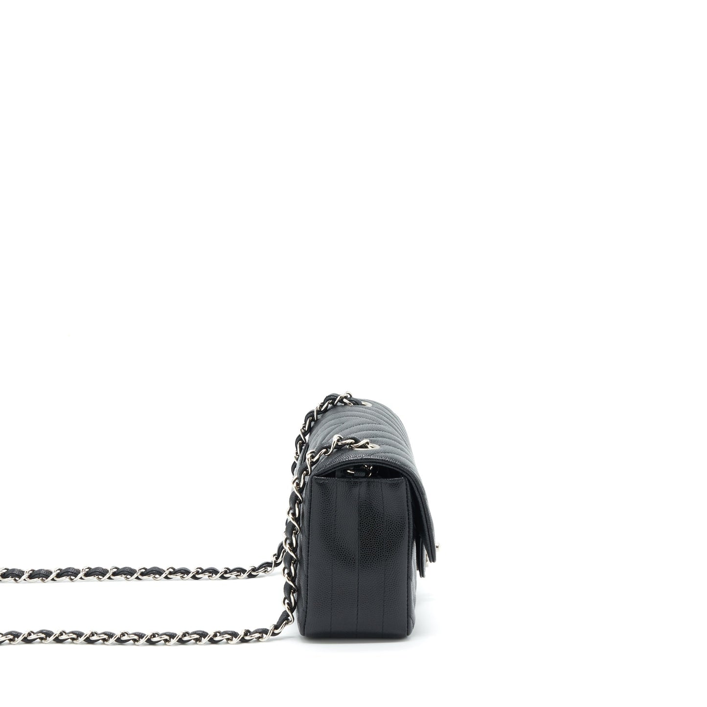 Chanel Chevron Rectangular Flap Caviar SHW Black Shoulder Bag