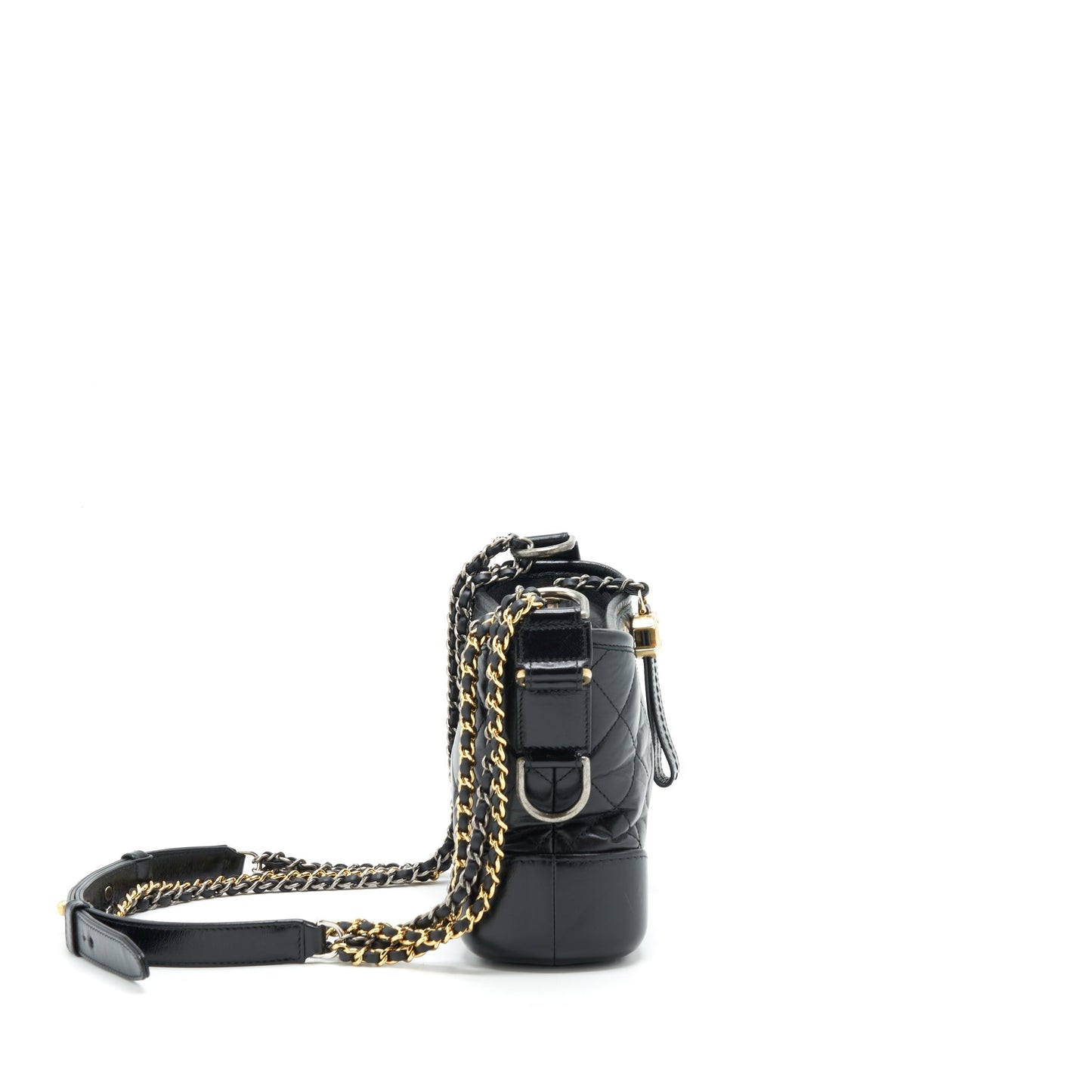 Chanel Gabrielle Hobo Calfskin Hardware Black Gold Silver Small Shoulder Bag