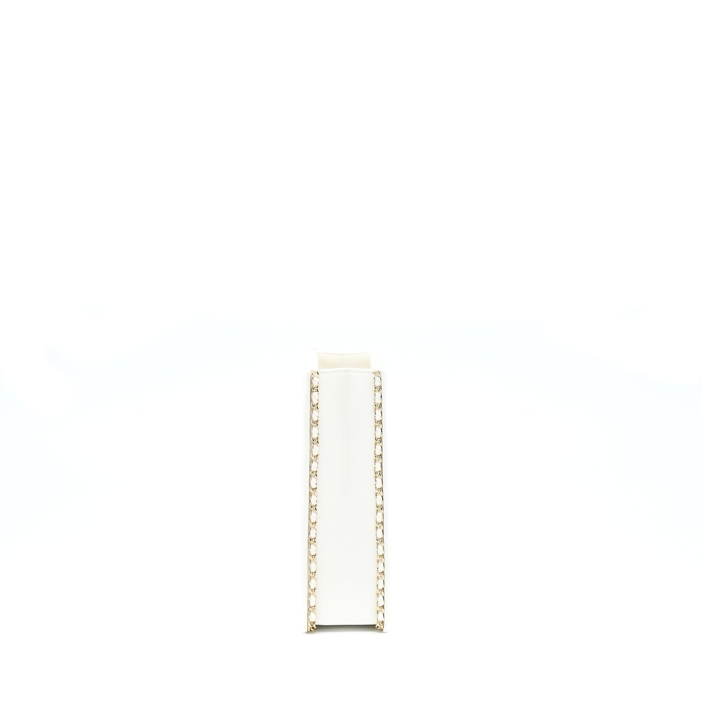 Chanel Vertical Evening Caviar LGHW Microchip White Handbag