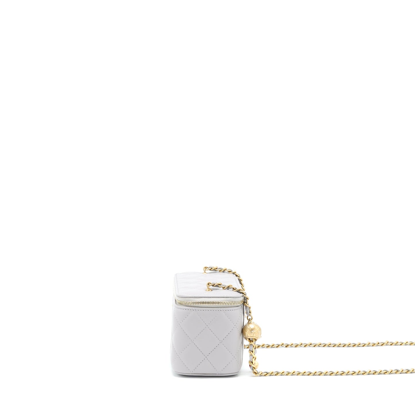 Chanel 22B Pearl Crush Long Vanity Lambskin Grey Handbag