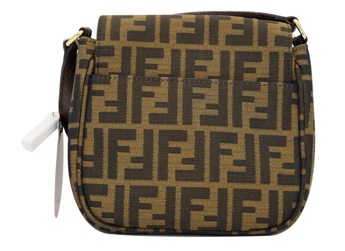 Fendi Zucca Messenger Bag Leather Canvas Black Crossbody Bag