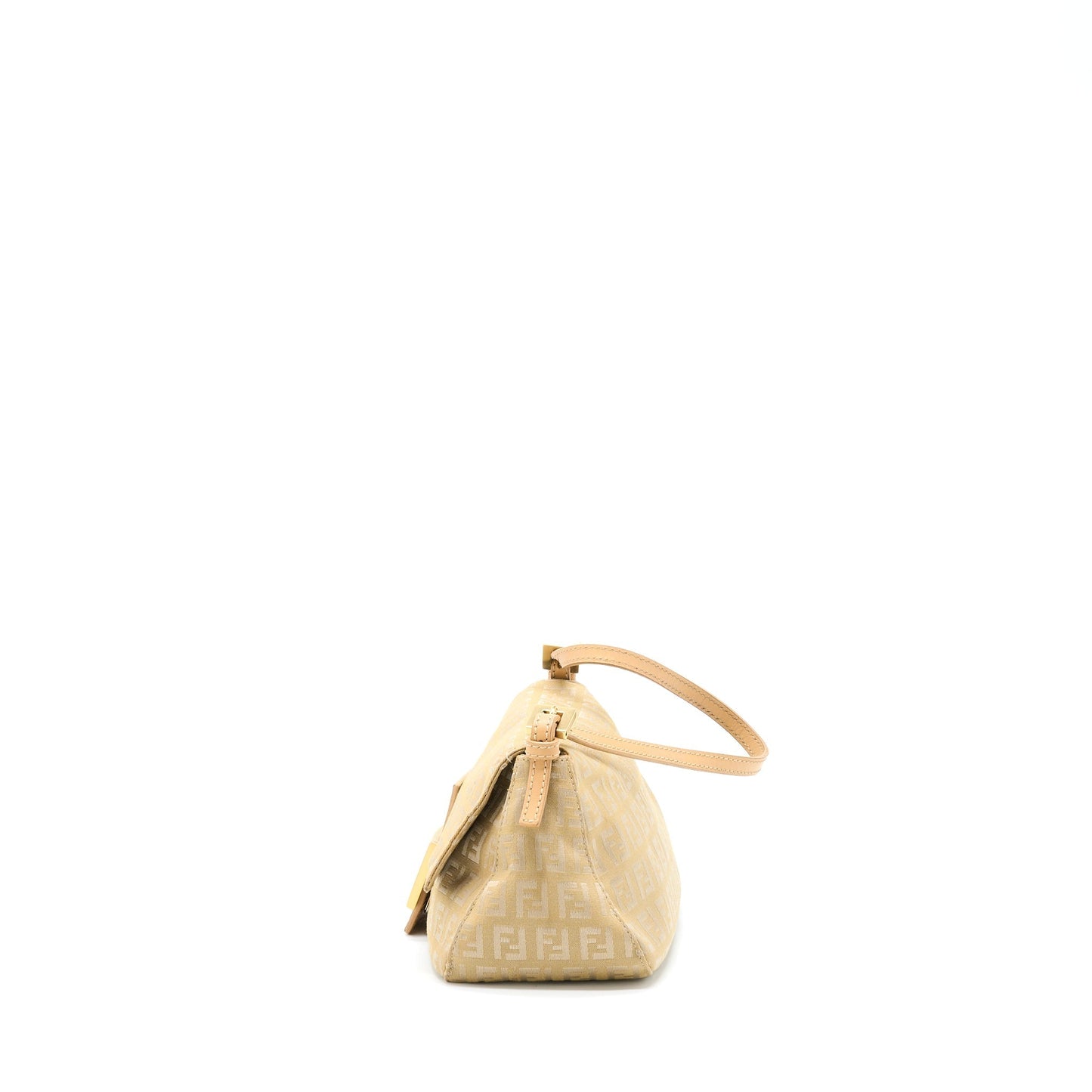 Fendi Mamma Baguette Handbag Canvas Beige Mini Shoulder Bag