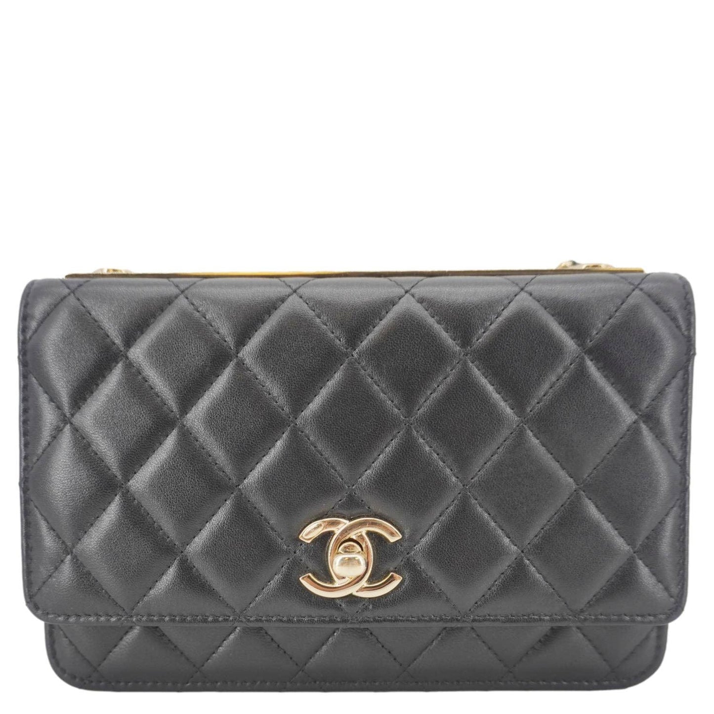 Chanel Trendy CC Quilted On Leather Black Wallet Case