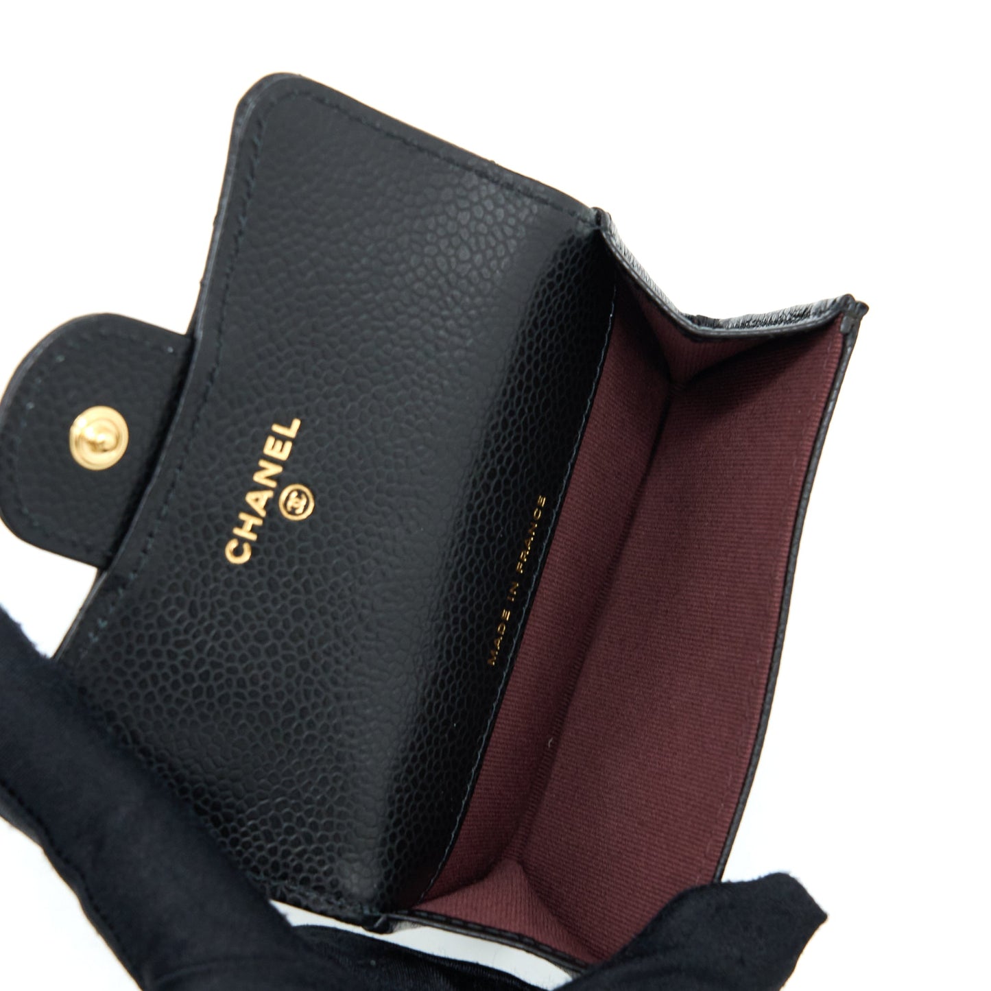 Chanel Classic Flap Cardholder Caviar GHW Microchip Black Wallet Case