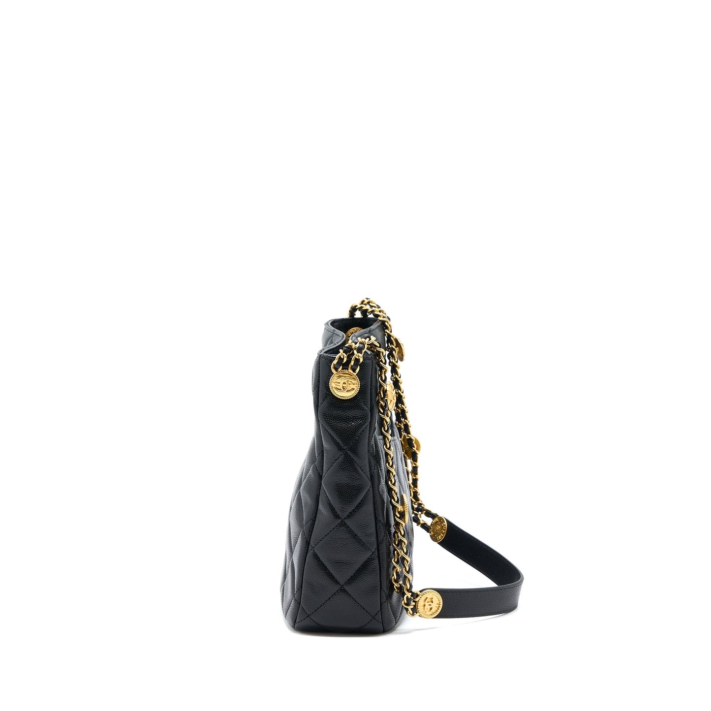 Chanel 22A Twist Your Buttons Hobo Caviar Black Shoulder Bag Microchip 1