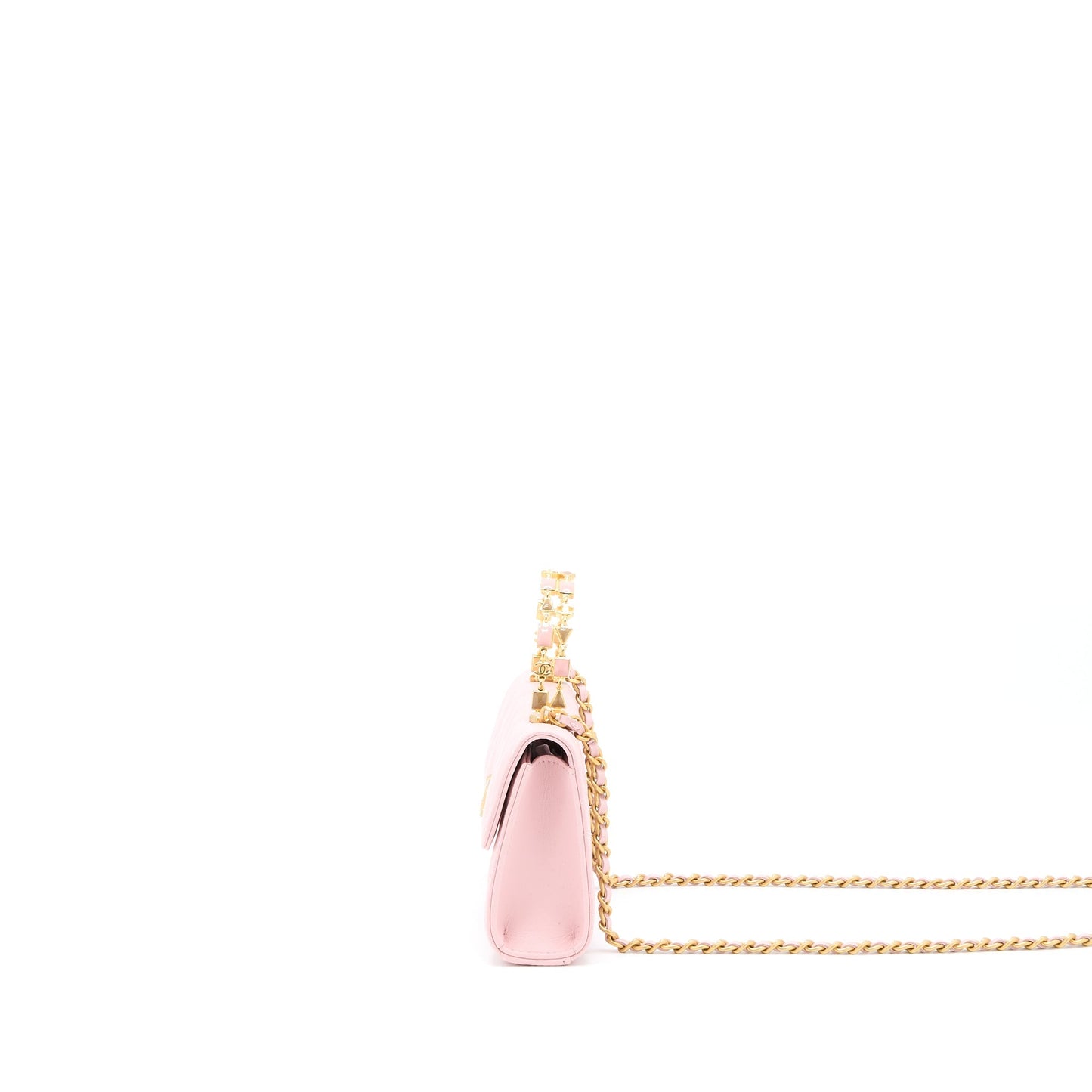 Chanel 22B Flap Enamel CC Logo Top Pink Shoulder Bag