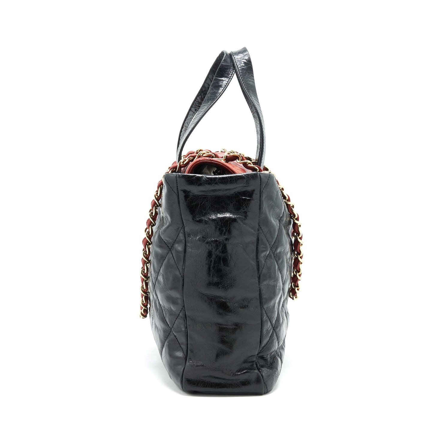 Chanel Calfskin GHW Black Red Tote Bag