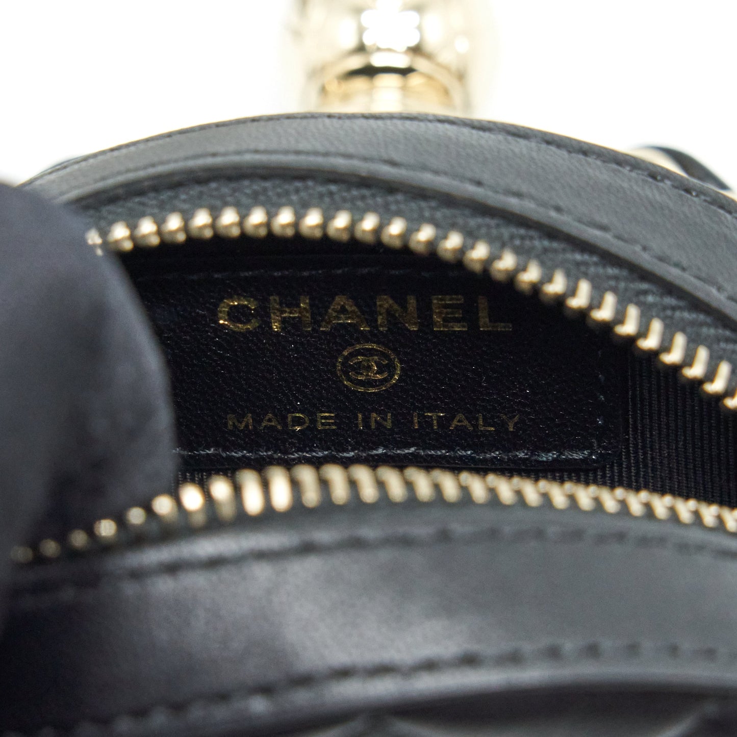 Chanel Round Lambskin LGHW Black Clutch Bag