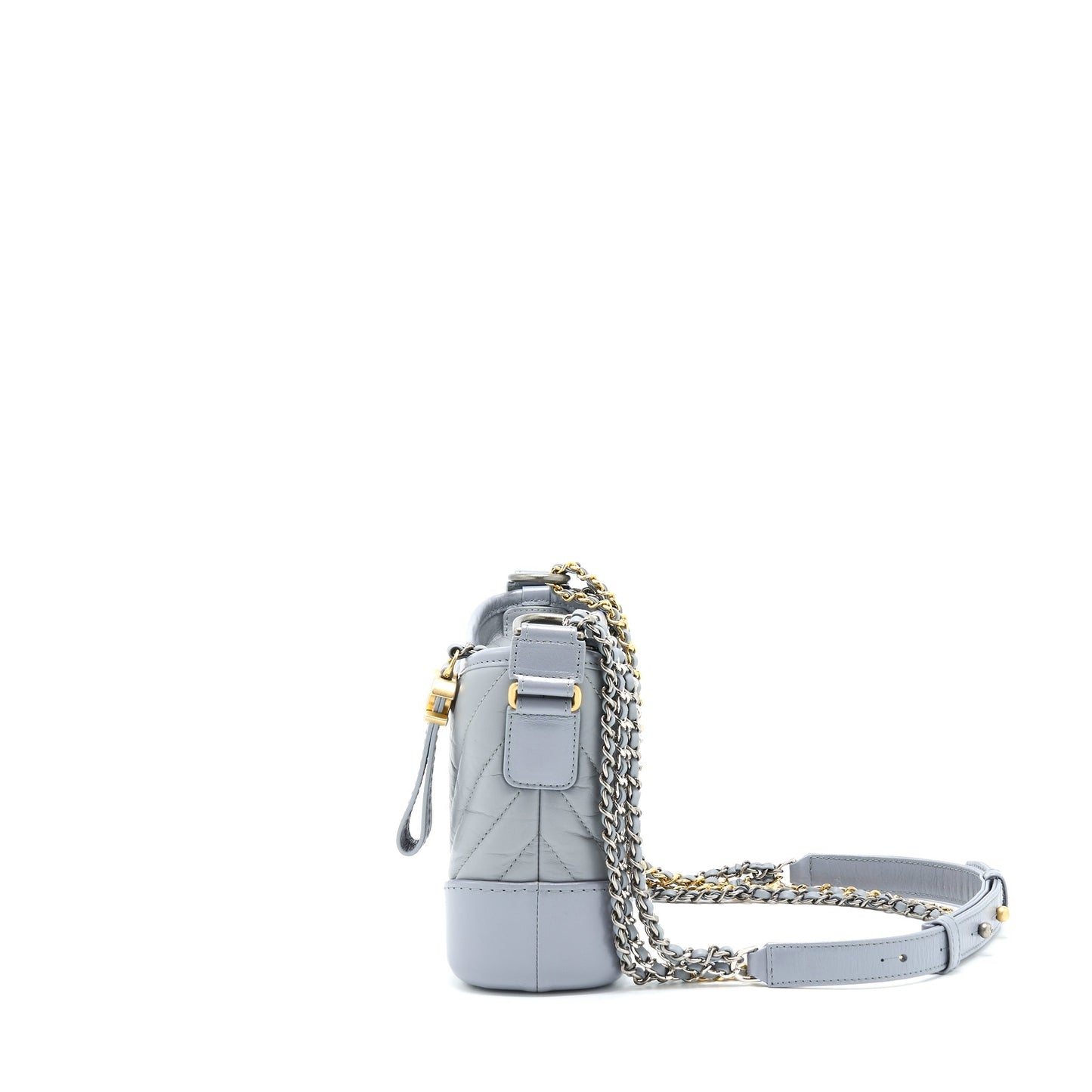 Chanel Chevron Gabrielle Hobo Aged Calfskin Hardware Multicolour Grey Small Shoulder Bag