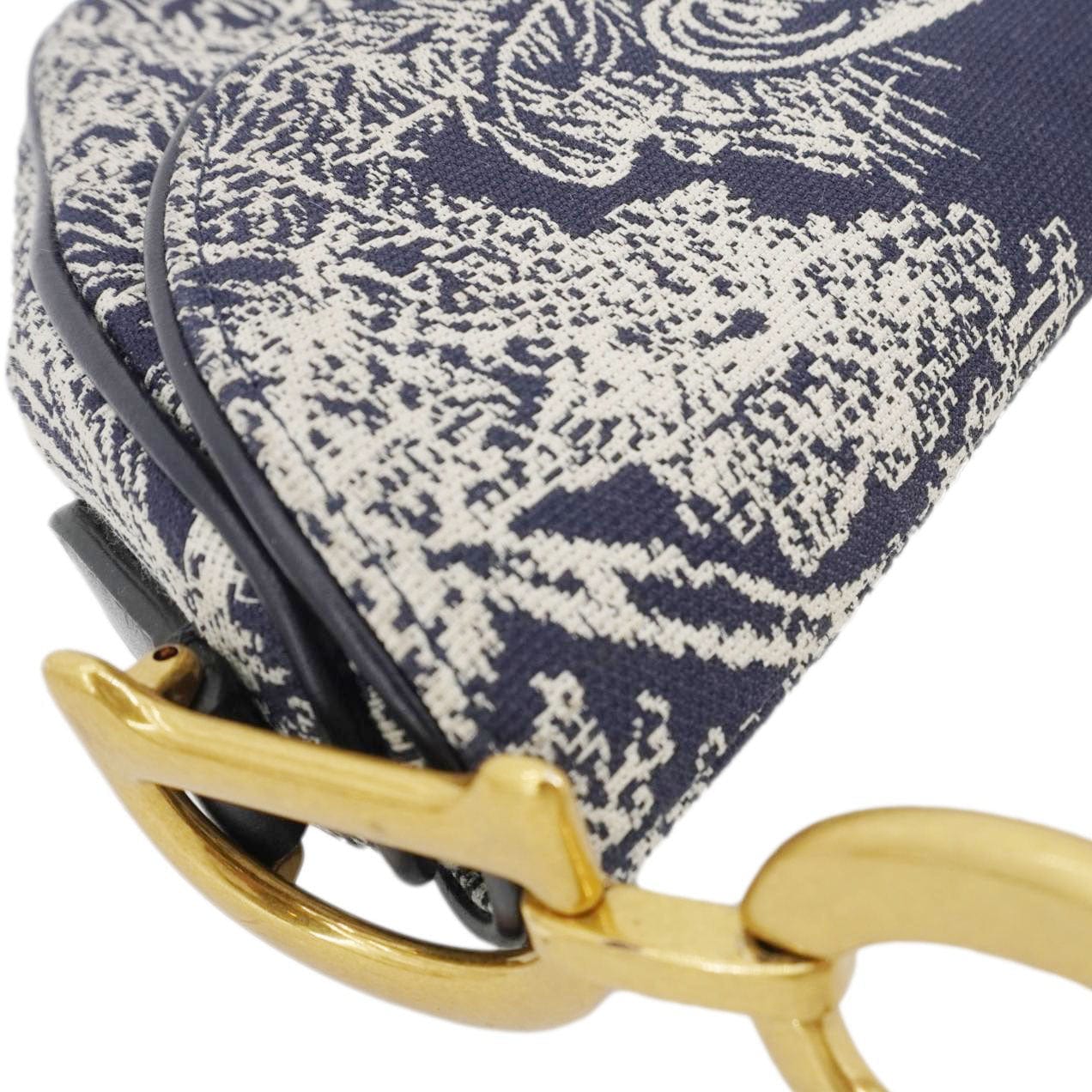 Dior Saddle Reverse Toile Hobo Bag Blue Embroidered Crossbody Bag
