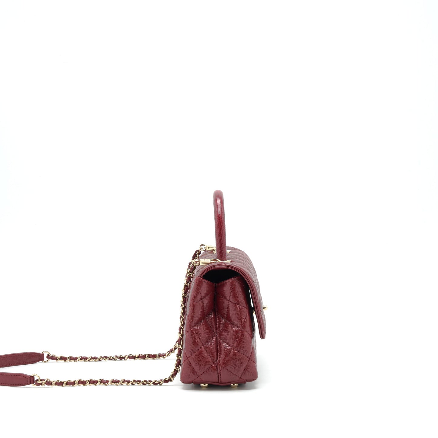 Chanel 21A Coco Handle Caviar NC635 Burgundy Small Handbag
