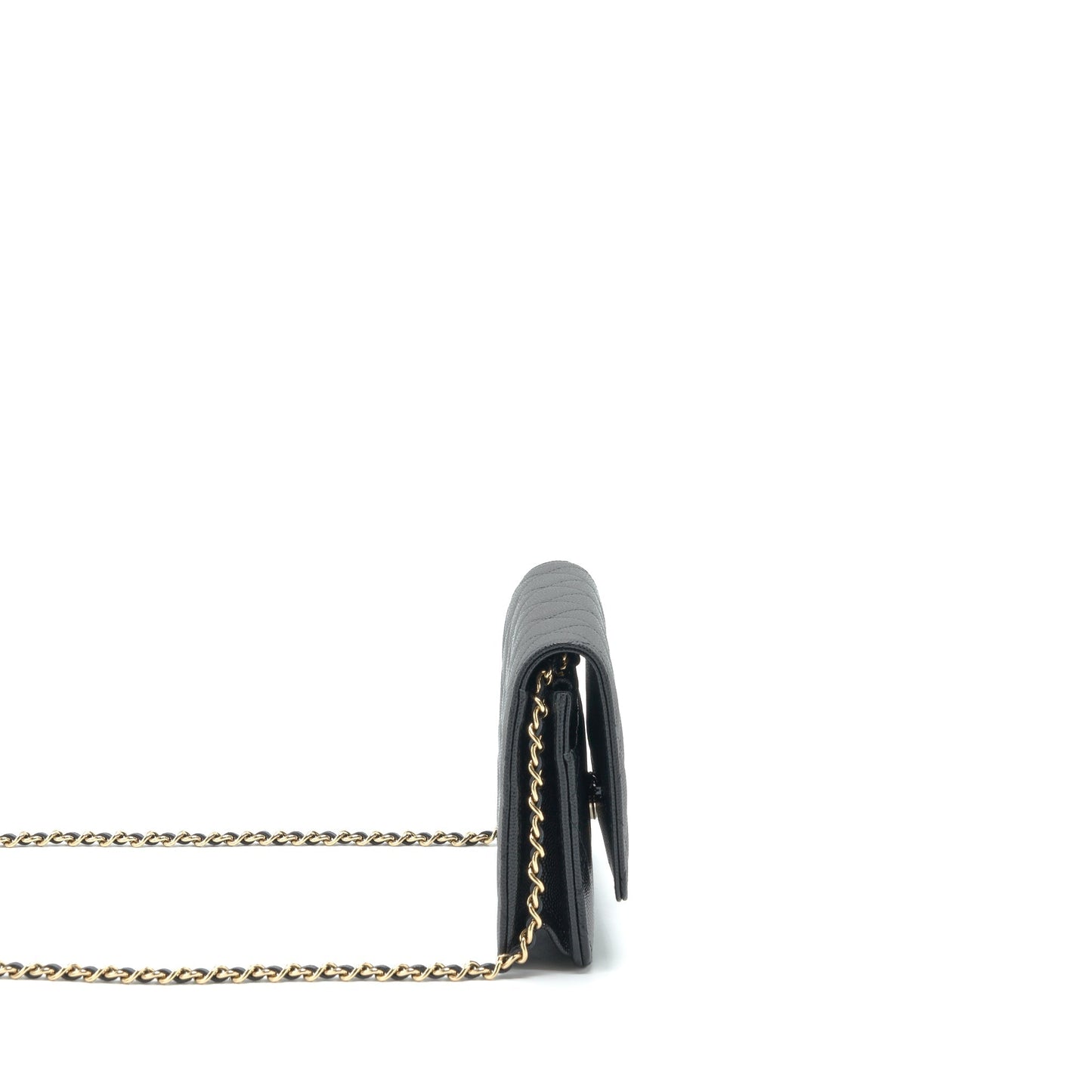Chanel 22S Detailed Logo On Caviar LGHW Black Wallet Case Lghw Microchip