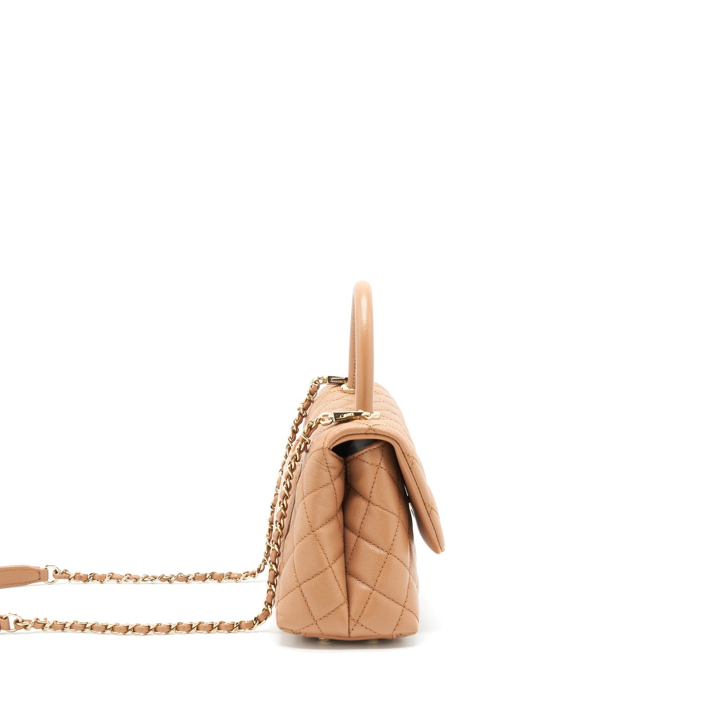 Chanel 21P Coco Handle Caviar NB356 Caramel Small Handbag