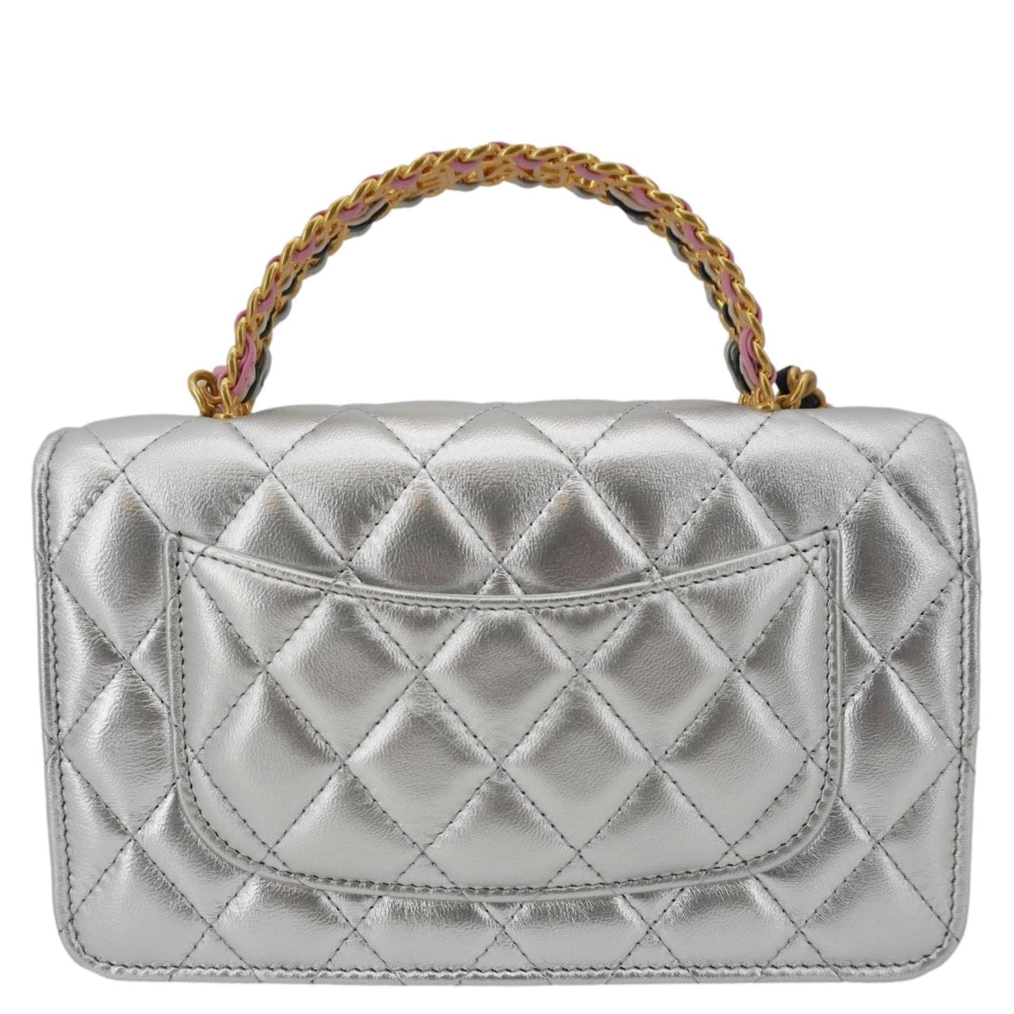 Louis Vuitton CHANEL Rainbow Woven WOC Top Leather Calfskin Silver Travel Bag