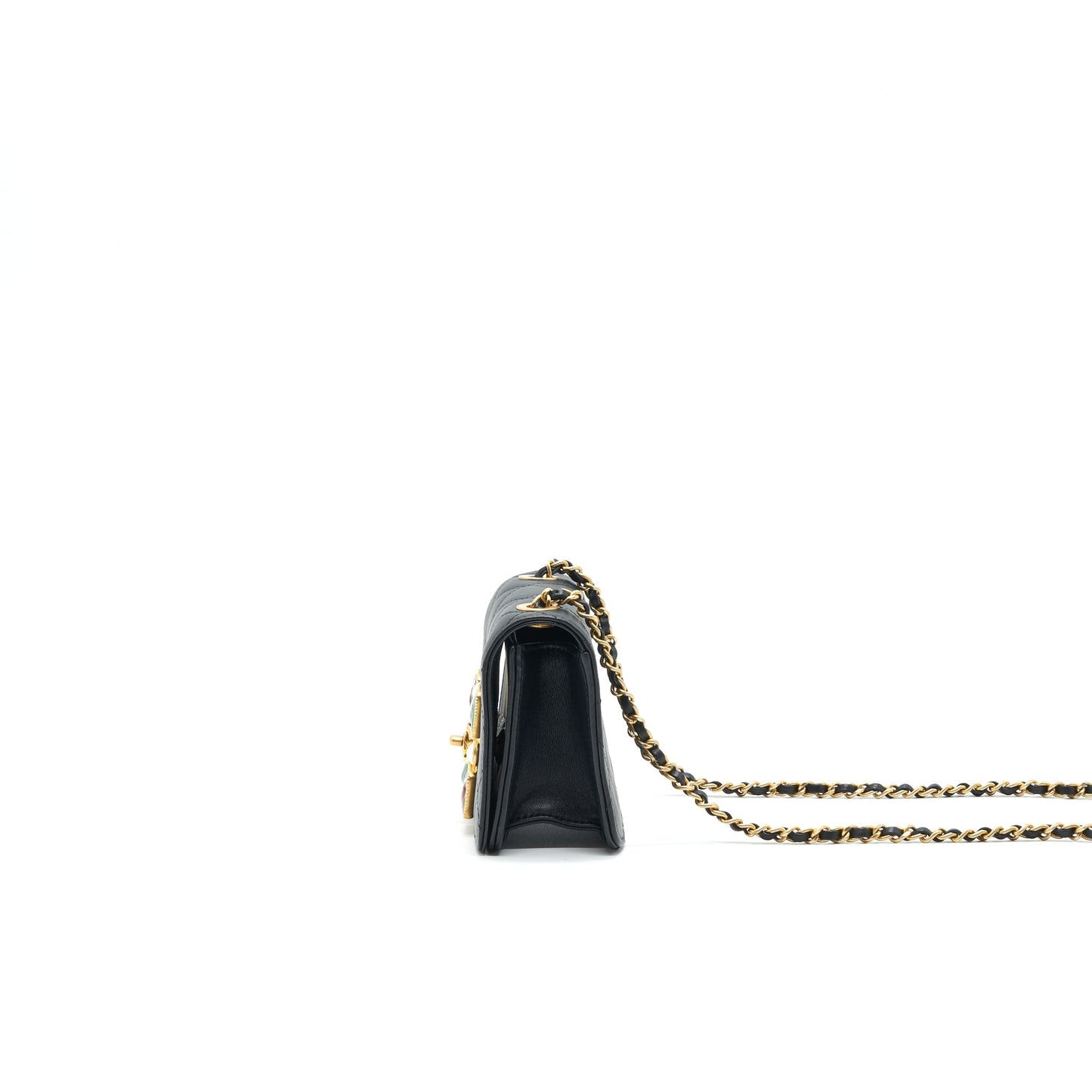 Chanel Small Flap Bag with Calfskin, Pearl , Resin Black GHW