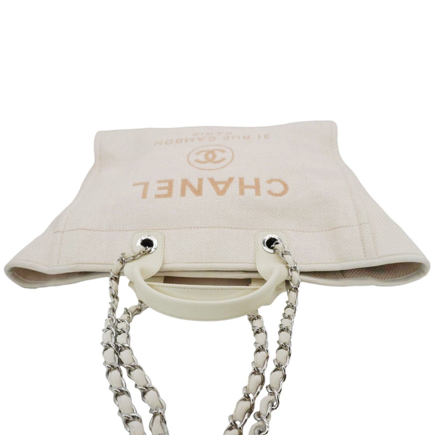 Chanel Deauville Raffia Mixed Fibers Cream Travel Bag
