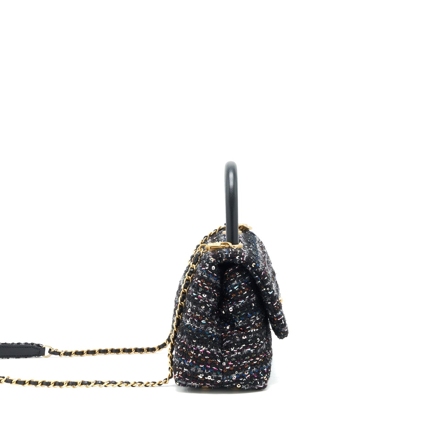 Chanel tweed coco handle 24cm GHW Black Small Handbag