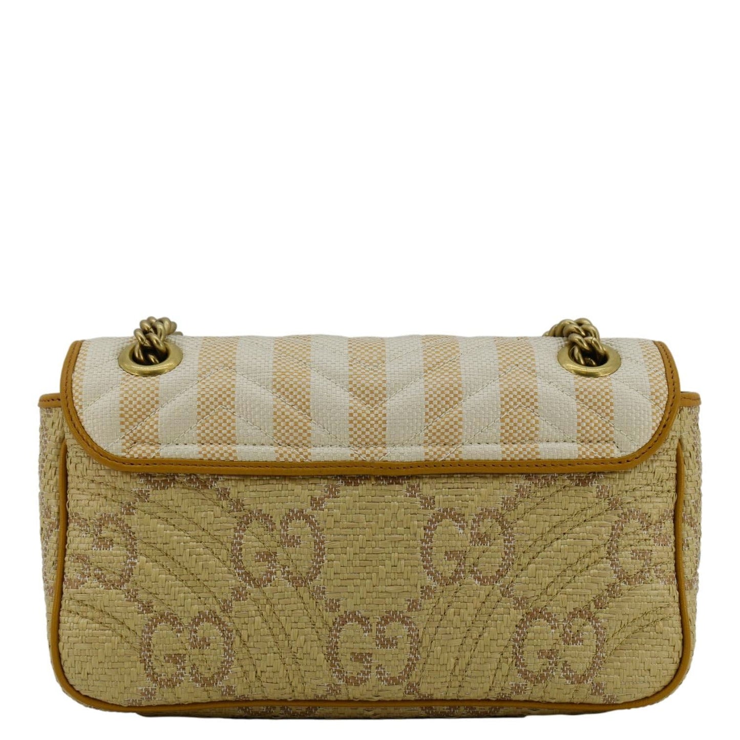 Gucci Marmont Shoulder Bag Natural Raffia Beige