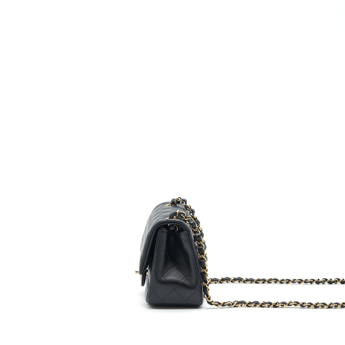 Chanel Square Flap Lambskin LGHW Microchip Black Shoulder Bag Microchip 4